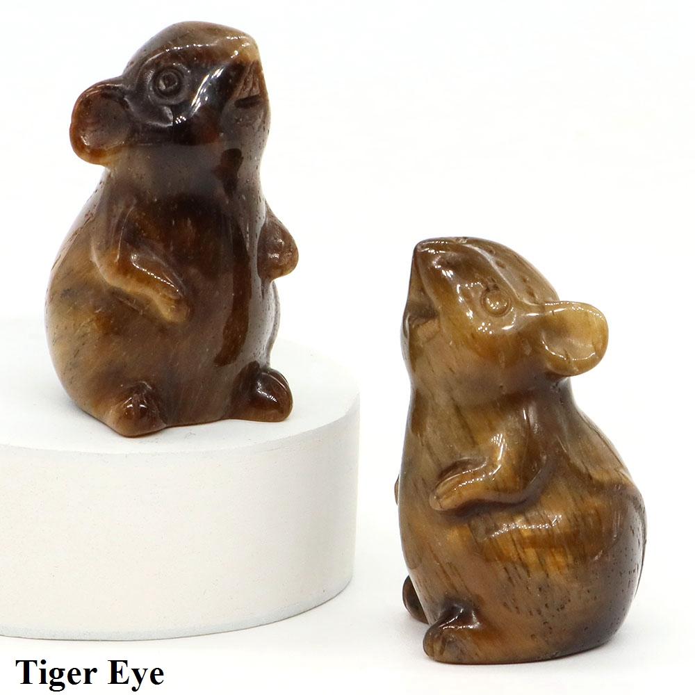 1,5" Maus Statue Naturstein Reiki Heilkristall Rat Tierfigur Handgeschnitztes Edelstein Handwerk Haus Zimmer Dekoration Geschenke