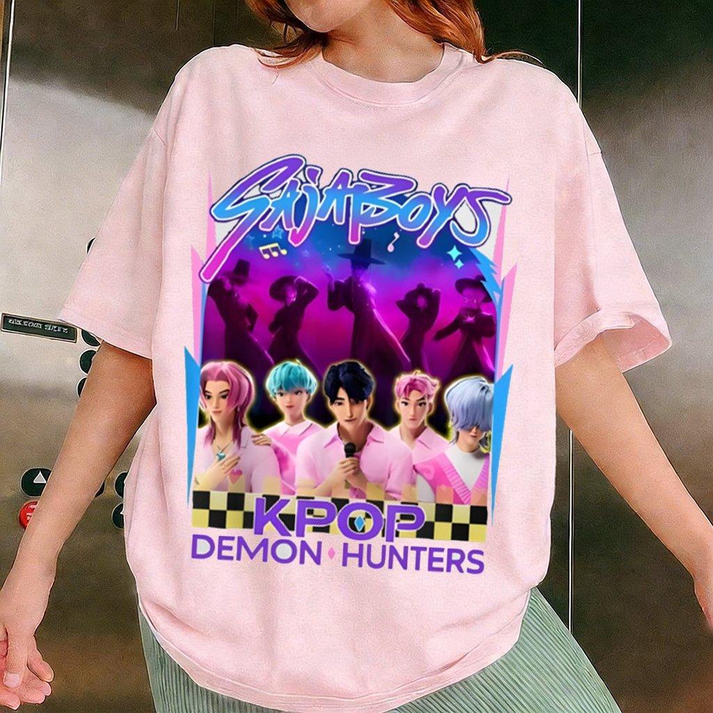Y2k Kpop Sajaboys Anime T Shirt Men Women Loose Cotton Short Sleeve Graphic Tee Streetwear Casual Top Summer Fashion Unisex