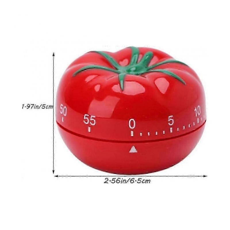 Tomato-Shaped Mechanical Kitchen Timer with 360 Rotating Base - Silent Cooking Baking Tool