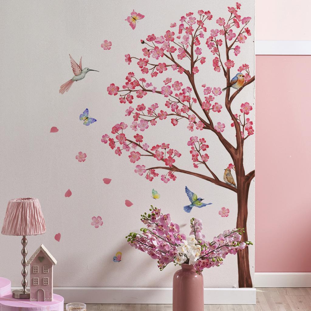 Living Room Wall Decals Bird Plant Leaf Butterfly Wall Stickers for Children Kids Room Bedroom Home Decoration Mural Wallpaper