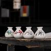 Retro Weiße Chinesische Mini-Keramikvase Nische Haus Trockeneis-Kessel Ornament DIY Tischdekoration Miniatur Blumenvasen Handwerk