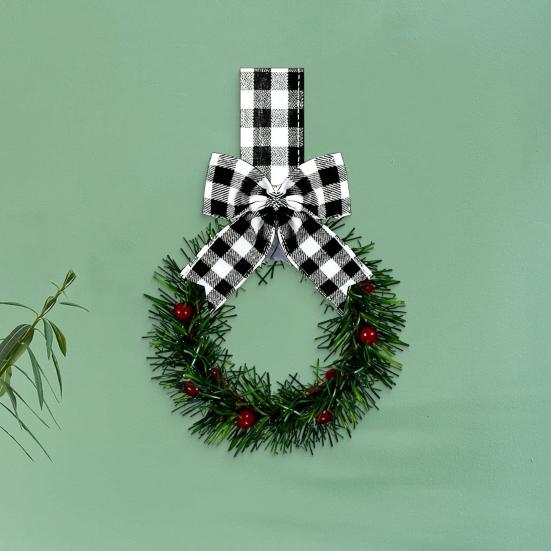 Vánoční kuchyňský věnec na skříňku se stuhou Malý věnec do okna z červených bobulí s mašlí pro statek Vchodové dveře Vánoční párty dekorace