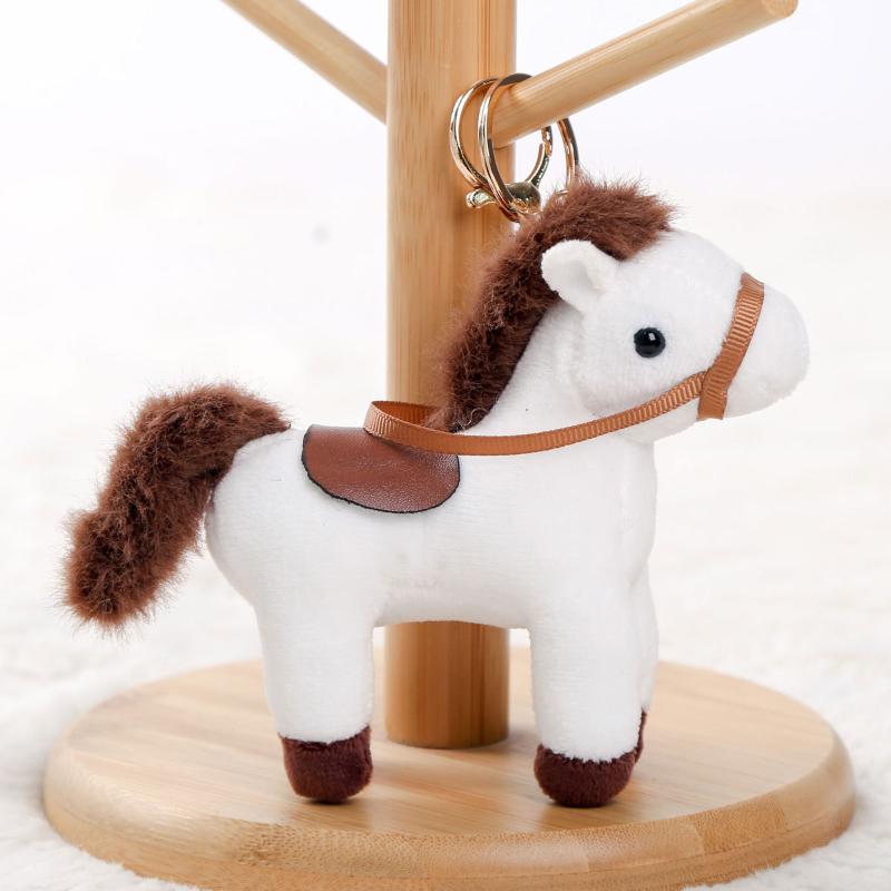 Niedliches Reins Pferd Mini Anhänger Schlüsselanhänger Plüschtier Kawaii Lebensechtes Tier Simulation Stoffpuppe Taschenanhänger Freund Kind Geschenk
