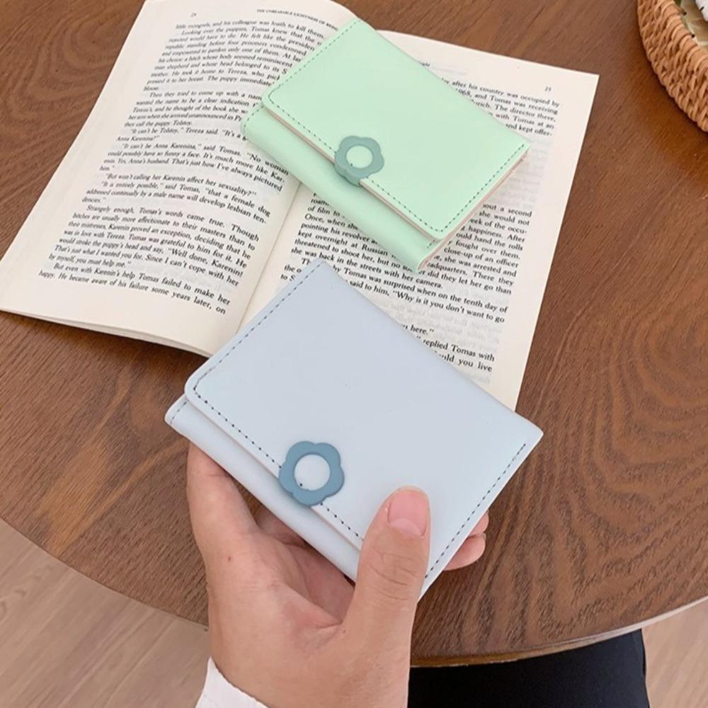 Multi-card Folding Purse Pu Leather Card Holder Portable Tri-Fold Wallet  Ladies