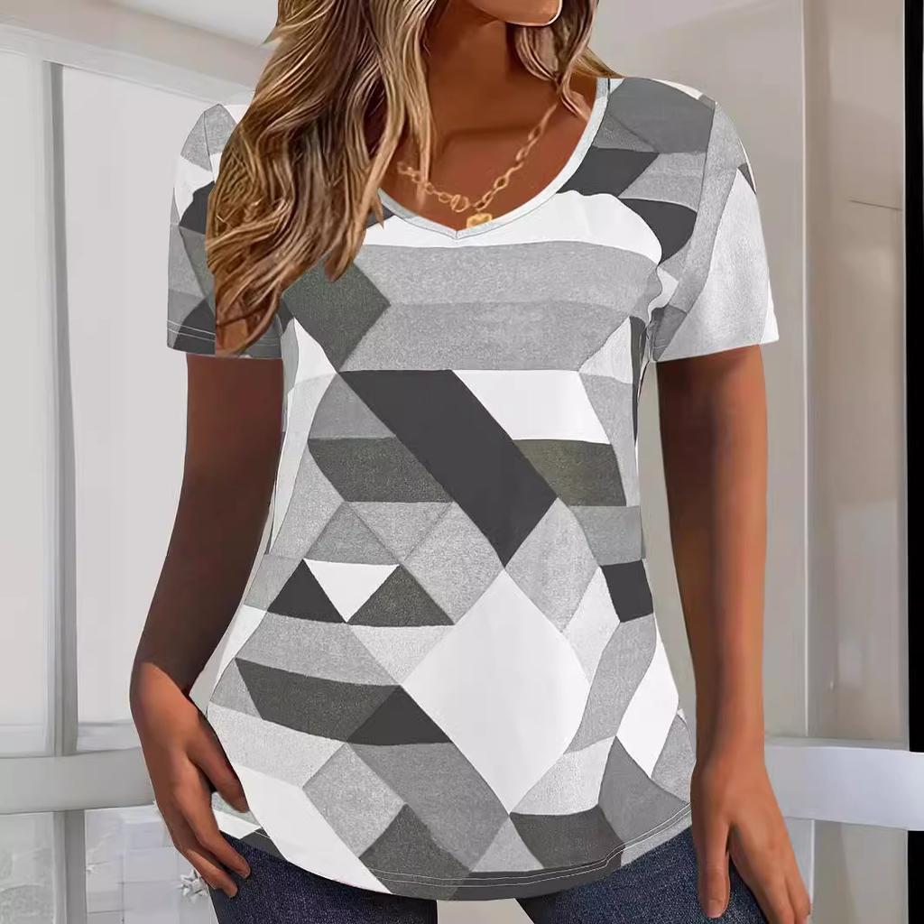 Women's Round Neck Short Sleeve Printed Casual T-shirt