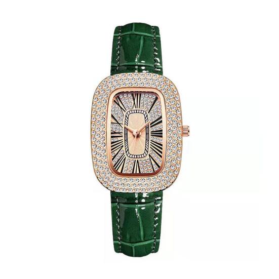 Women Vintage Petite Dainty Bracelet Square Analog Watch Small Quartz Watch Luxury зелёный