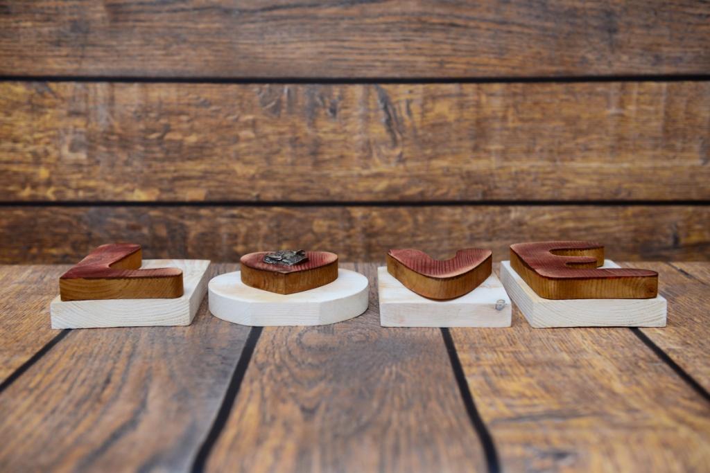 Bullmastiff - wooden LOVE sign, interior decoration with a dog, charming ornament for the shelf by Art-Dog brand