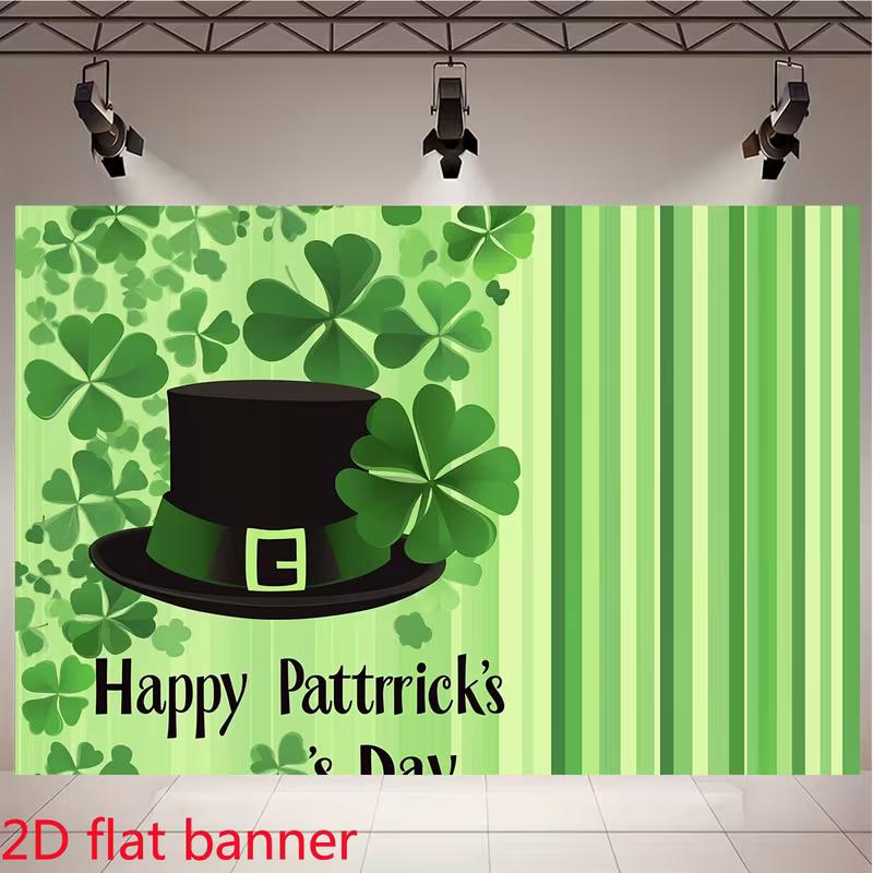 2D St. Patrick's Day Photo Booth Banner with Simple Green Design