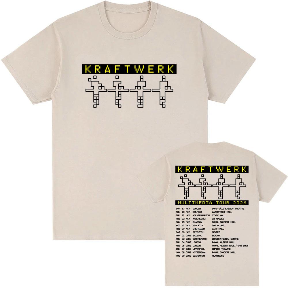 Kraftwerk MULTIMEDIA TOUR 2026 Tricouri Mânecă Scurtă Bumbac Bărbați Tricou Fashion Unisex Streetwear Imprimeu Grafic Îmbrăcăminte Casual
