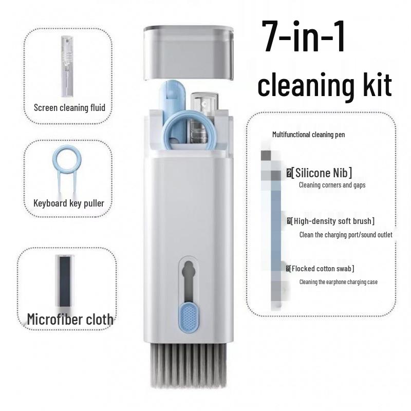 7-in-1 Multifunctional Cleaning Kit: Keyboard Brush, Bluetooth Headset Cleaner, Screen Dust Remover, Key Puller