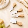4‑Piece Cheese Knife Set Stainless Steel Cheese Slicer Cutter Fork Spatula with Wooden Handle Butter Cutter Kitchen Gadget