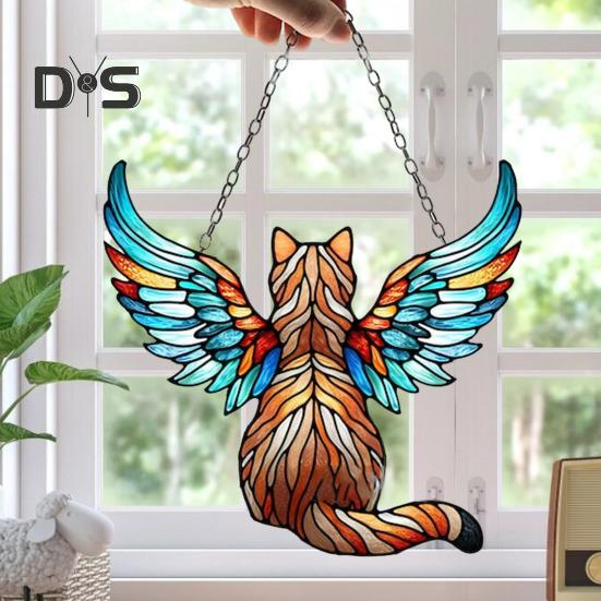 Colorful Cat Window Hanging Decoration Front Door Wall Hanging Acrylic Kitten Animal Ornament Pendant Christmas Festival Gift