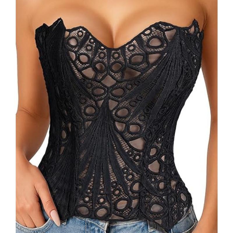 Kant Corset Top met Uitgesneden Design