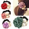 Women Satin Ribbon Rose Hairband Elastic Hair Ties Band Rope Ponytail Holder