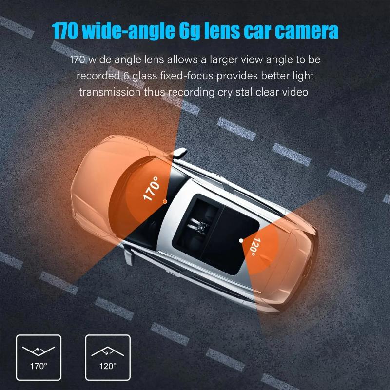 Dash Cam Front and Rear View Camera Video Recorder Dual Lens Car Dvr Cycle Recording Night Vision G-sensor HD 4 Inch Dashcam