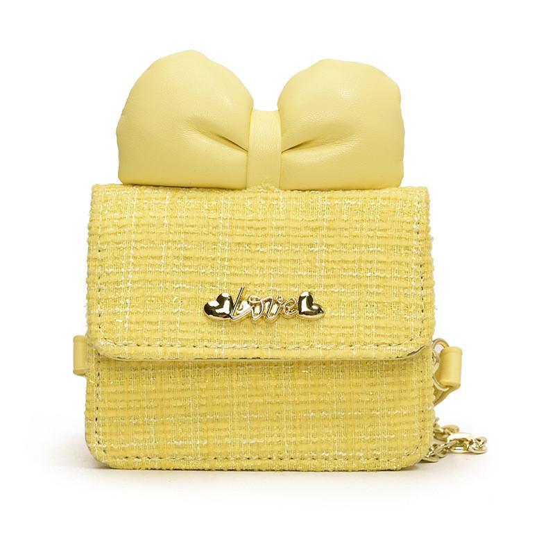 Sweet Adorable Bow Childrens Handbag Stylish Plaid Design Soft Pu Material For Everyday Use