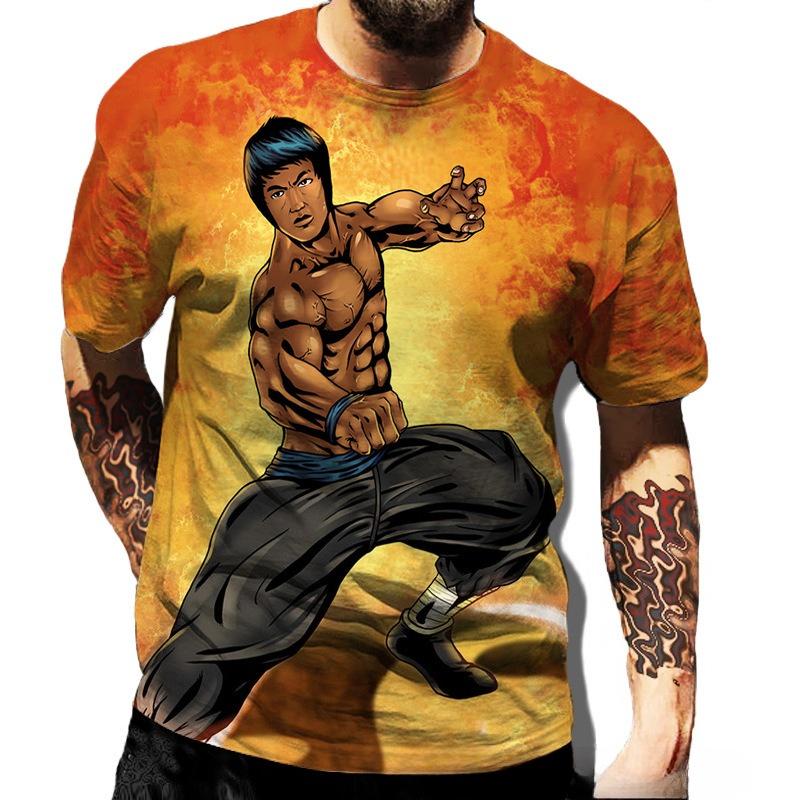 Modisches Herren-Rundhals-Kurzarm-3D-Casual-Farbprint-Casual-Kurzarm-Rundhals-T-Shirt