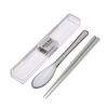 Lustroware NiceDay Bento Cutlery Set 18cm Chopsticks and Spoon with Silent Grayish Beige Case H-600 GB