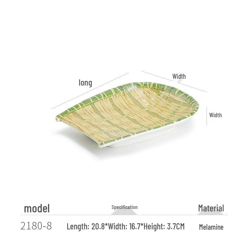 Kreative Melamin-Platte im Bambus-Web-Stil für Hot Pot, Grill und Dessert-Servieren