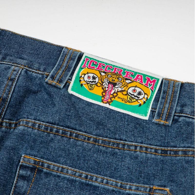 BBC ICECREAM Graphic Embroidered Denim Shorts Mens High Street Straight Leg Fashion Casual