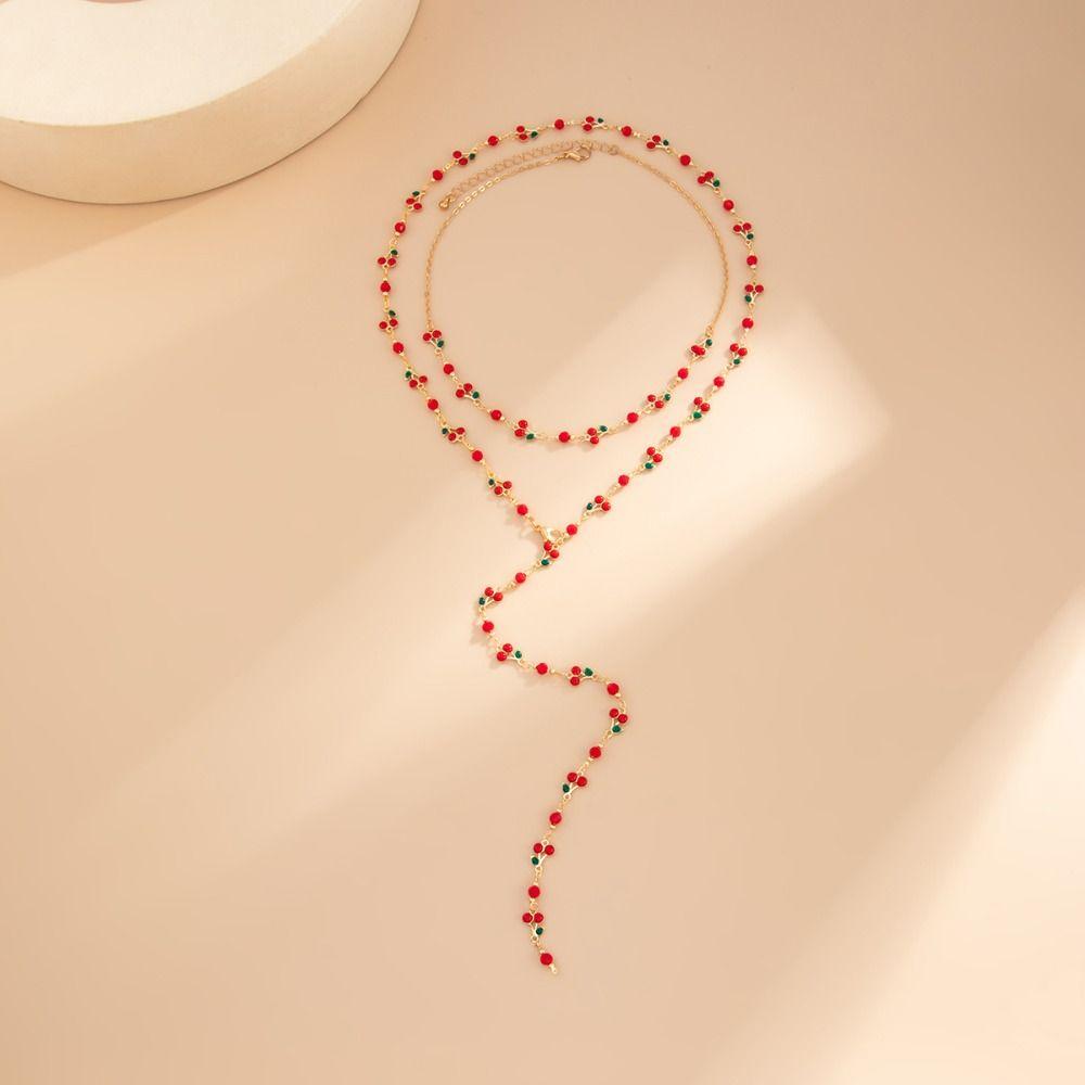 Copper Crystal Necklace Silver Clavicle Chain Unique Sweater Chain  Party Jewelry