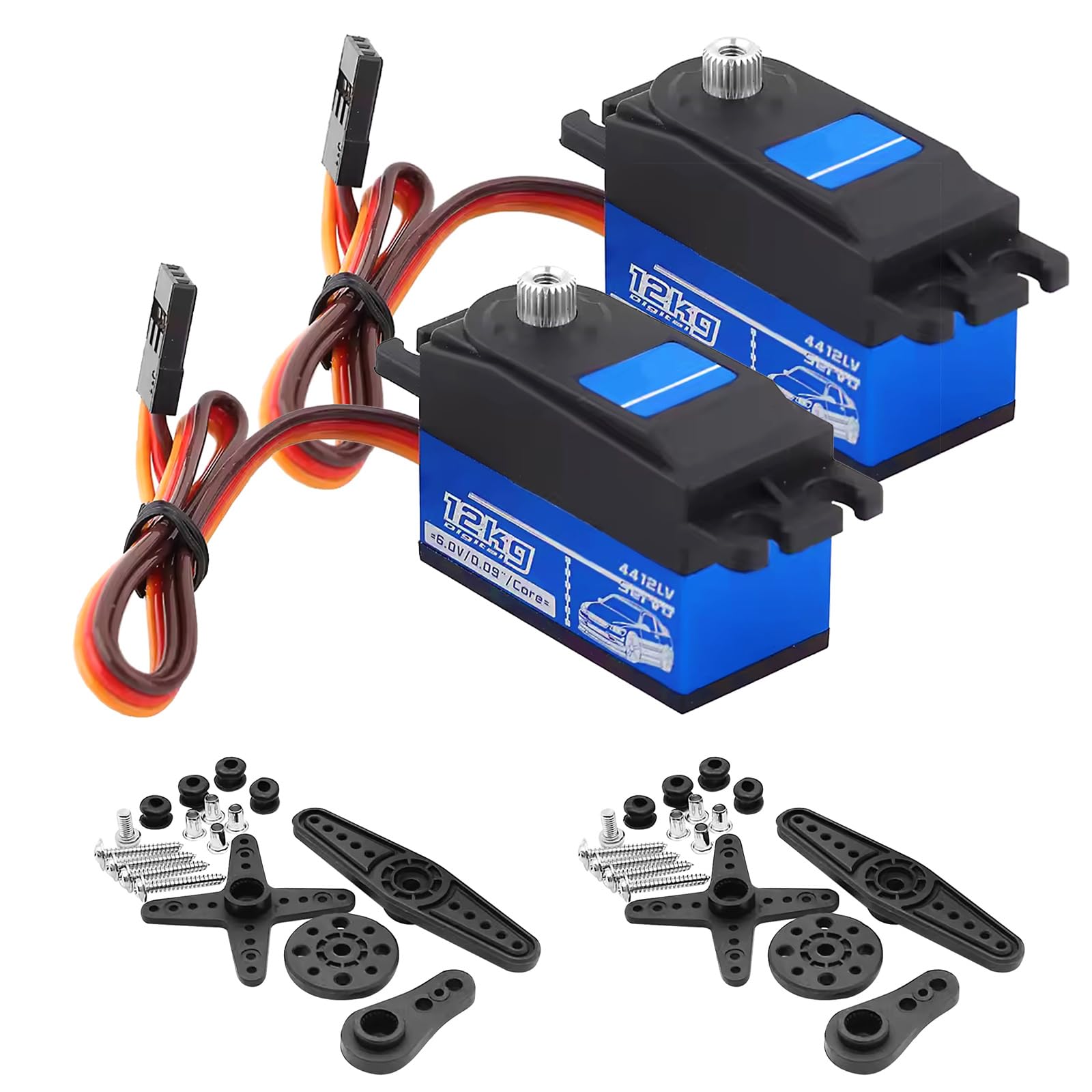 

Kodrily 2pcs Servo Servo Motor 12KG RC Servo Digital Servo for Remote Control Drift Car High Torque Metal Short Servo Pack with Screws Strong 2PCS