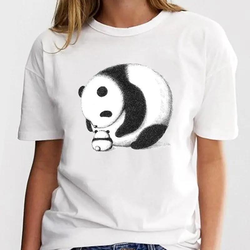 New Panda Lovely Cute Tshirt Clothing Cartoon Graphic Print Short Sleeve Fashion Casual T Shirt Women Soft Clothing