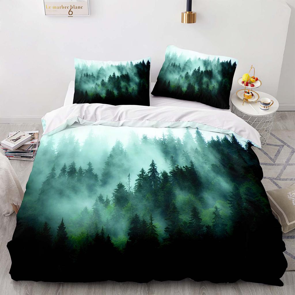 Home Textile Landscape Aurora Quilt Cover Digital Printing Three-Piece Set