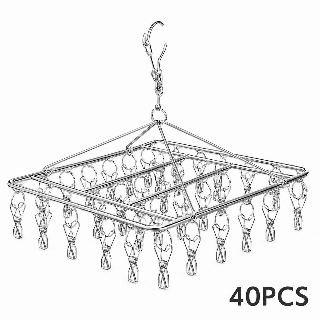 Stainless Steel Drying Racks Windproof Multi-clip Hangers Socks Bras Underwear Towel Hangers Anti-rust Clothes Hook Hangers