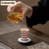 35ML Creative Thousand Buddha Teacup White Porcelain Red Dust Cup Saucer Set Tea Bowl with Holder Kit Personal Chazahan Teaset