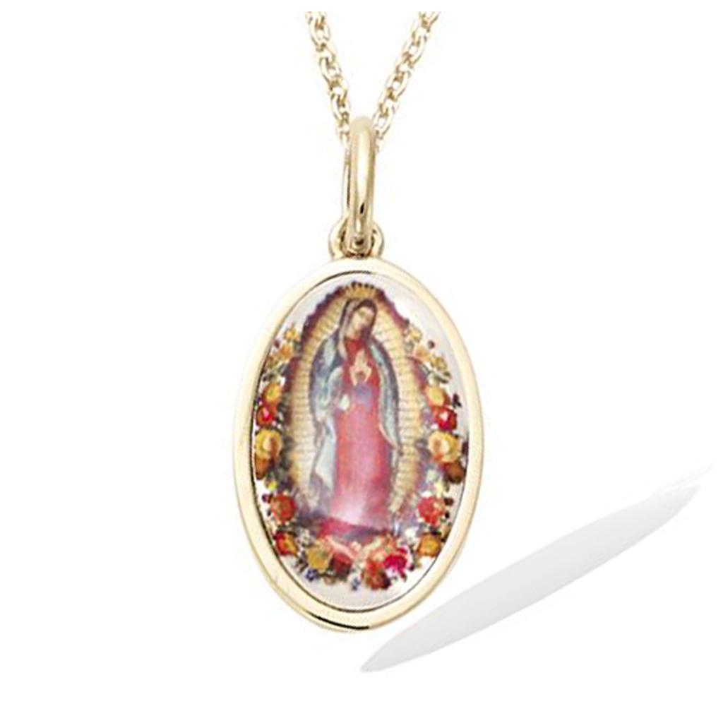 Les Trésors De Lily [R3850] - Gold Plated 'Virgin Mary' Multicolor Gold Plated Pendant - 18x12 Mm