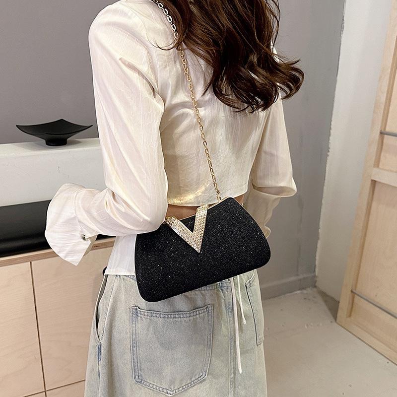 Tägliche Pendler-Tasche für Damen, klein, quadratisch, mit Streifen und Diamanten besetzt, Sommer-Neuheit, exquisite Schulter-Umhängetasche