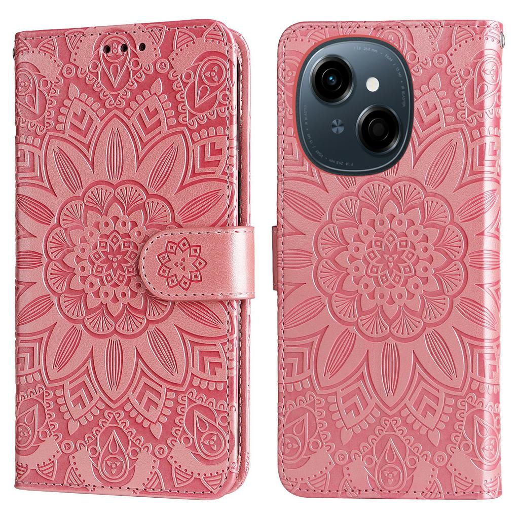 Leather Case for TECNO Spark Go 2025/Spark Go 1/Pop 9 4G Sunflower Imprint Wallet Phone Cover