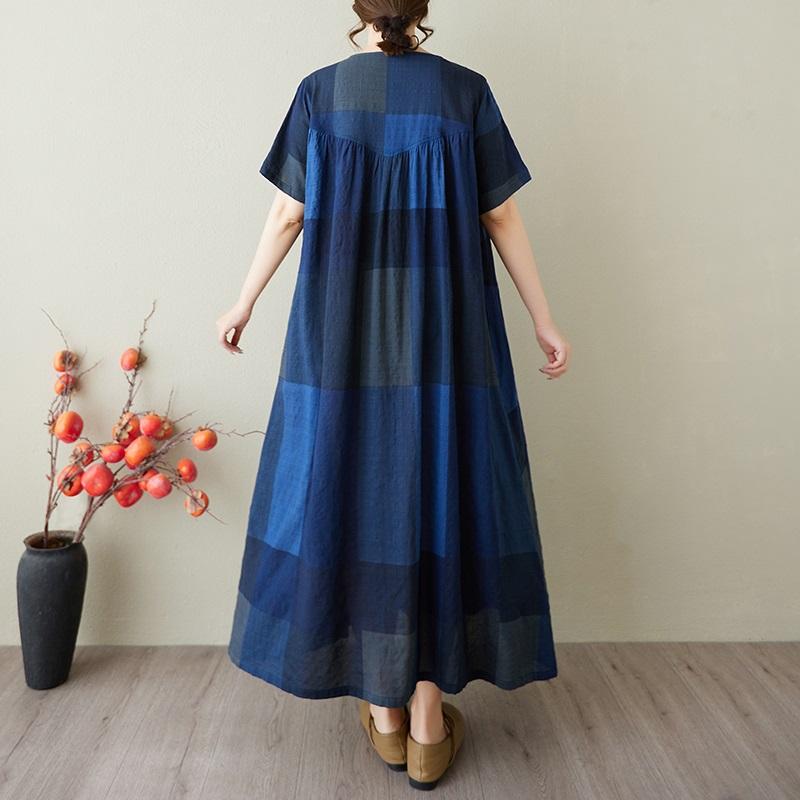 Krótki rękaw Plus size Bawełna Len vintage kwiatowy nowość sukienki dla kobiet casual luźna długa letnia sukienka