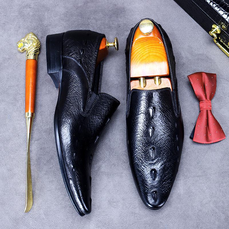 Men's Shoes Youth Office Cowhide Leather Shoes British Crocodile Pattern Business Dress One Foot