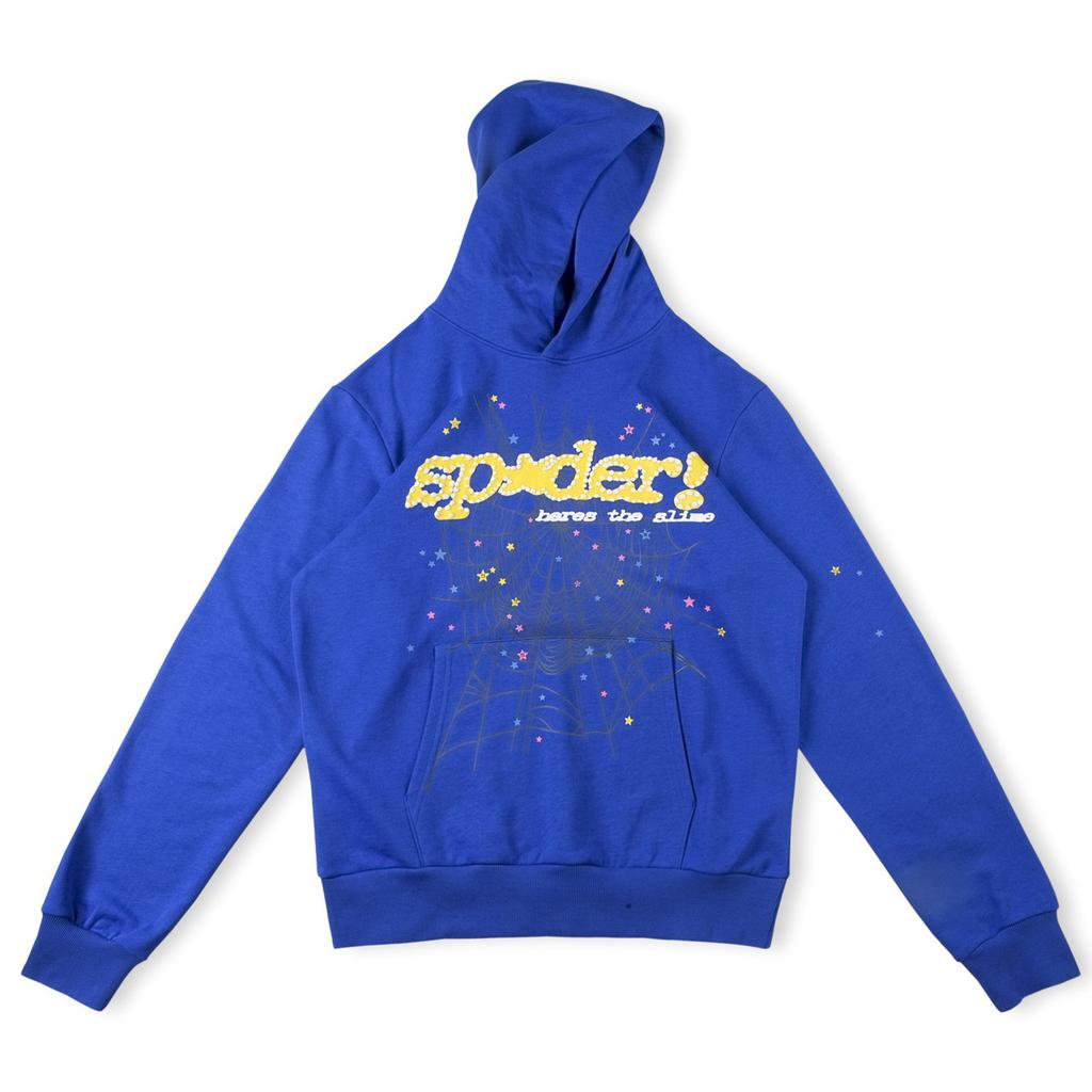 European and American Trendy Brand Sp5der Spider Web Print Hooded Sweater for Men and Women Loose Heavy Fleece Hip Hop Couple Hoodie