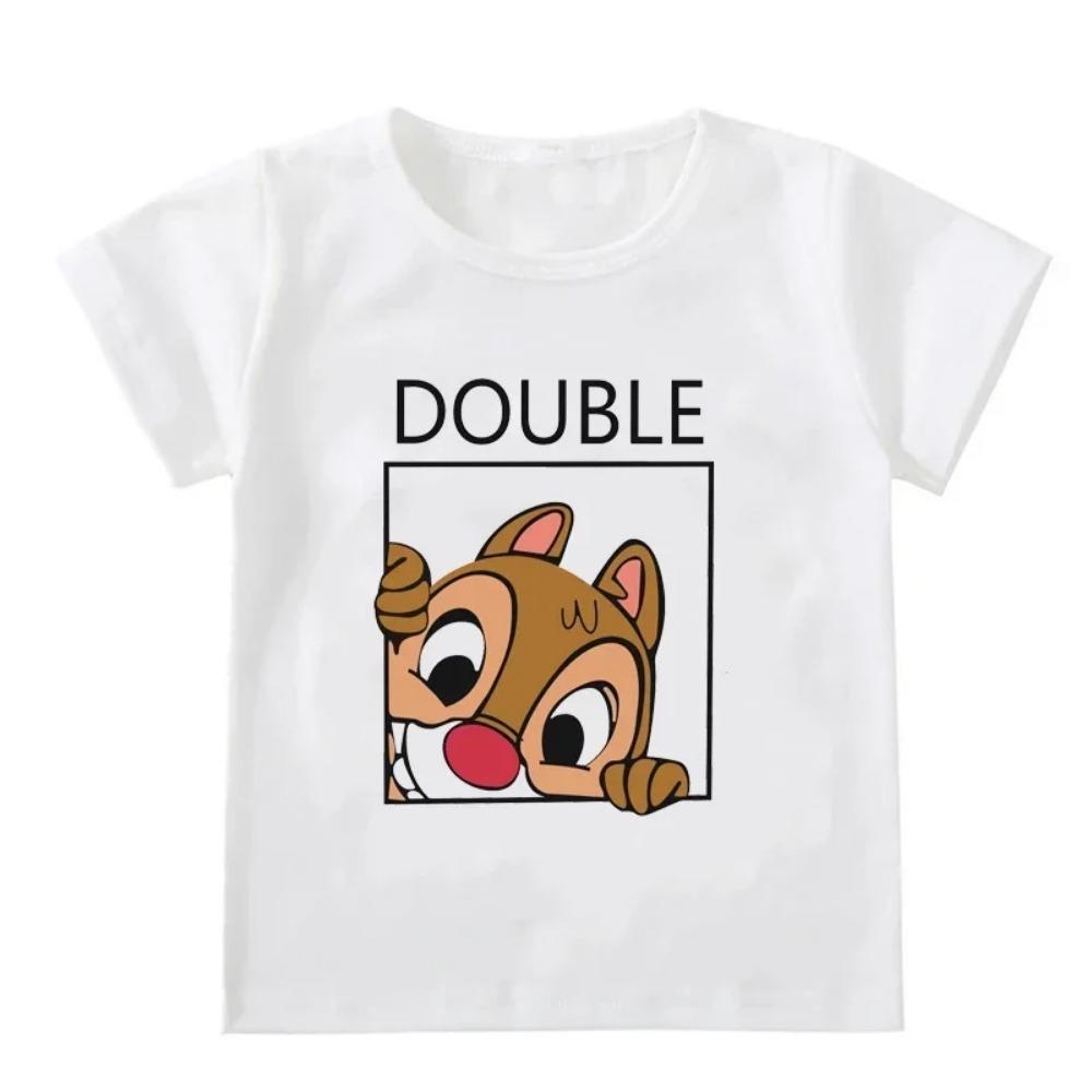 2026 Nuove Magliette Disney Chip 'n' Dale per Bambini Cartoni Animati Carine Estive Top Gemelli Divertenti Ragazzo Ragazza Migliori Amici Morbidi Comodi Moda
