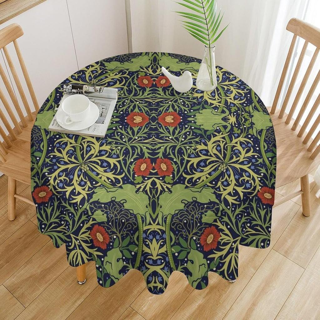 William Morris Bloemenprint Rond Tafelkleed Afwasbaar Polyester Stof Vintage Bloemen Wasbaar Tafelkleed Voor Feestdagen Keuken