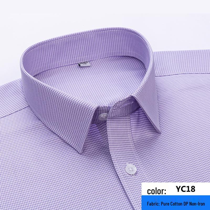 2026 Spring Men's Non-Iron Double-Ply Pure Cotton Long-Sleeve Formal Shirt