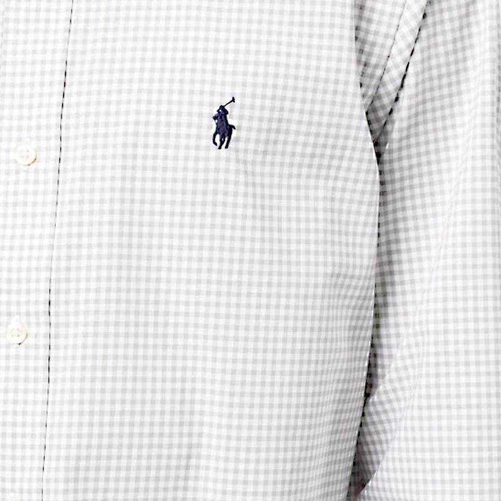 Polo Ralph Lauren FW21 Logo Embroidered Taffeta Plaid Pattern Long Sleeve Shirt Men Shirts White 710842631-006