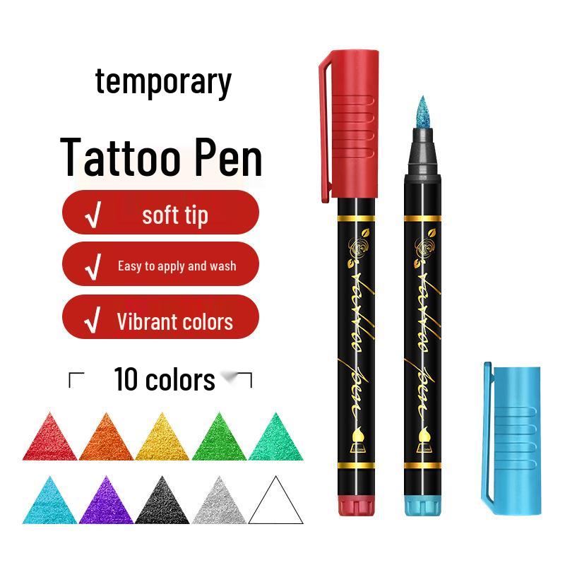 Anfängerfreundlicher Halloween Temporärer Tattoo Stift - Leicht abwaschbarer Hautmarker für Körperkunst