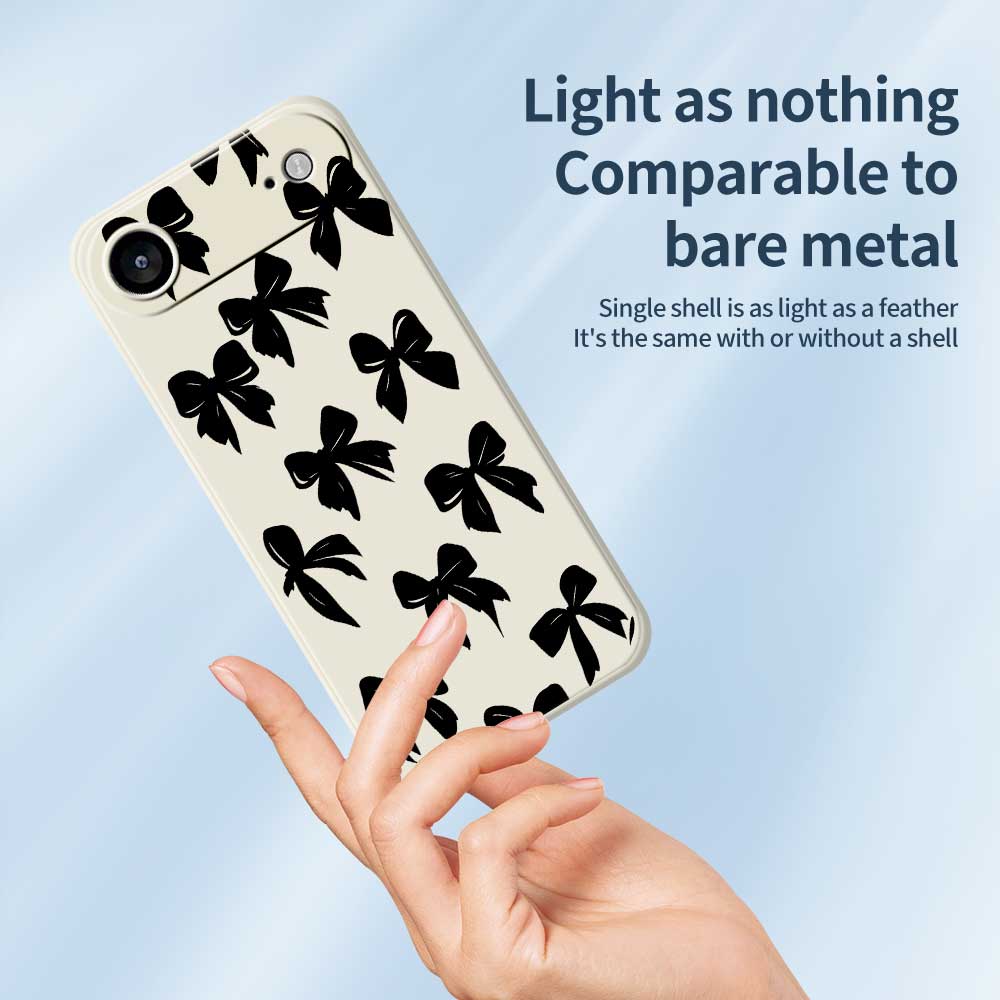 For iPhone 17 Air Case Black Bow Pattern Printing Straight Edge TPU Phone Back Cover