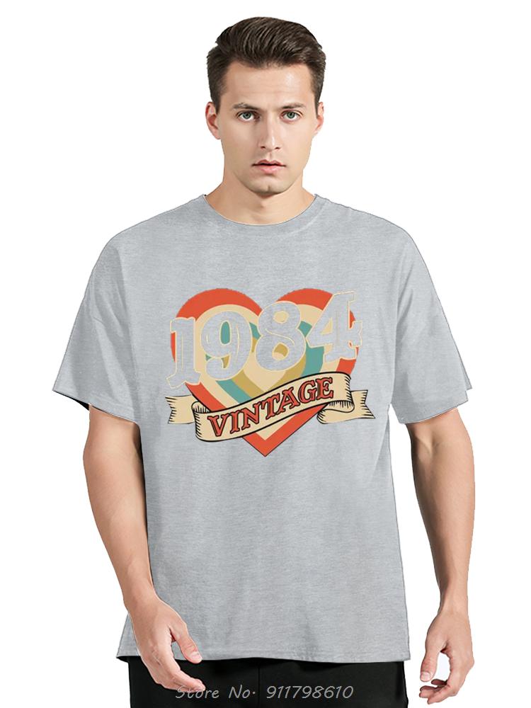 Vintage 1984 Birthday Cotton T Shirt For Oversized Cotton Clothing Retro T-shirts Born In 1984 Clothes Forunisex Tops Tee