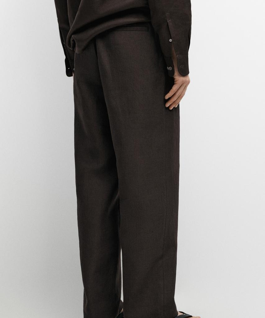 Masimodutti 100% Linen Houndstooth Pants