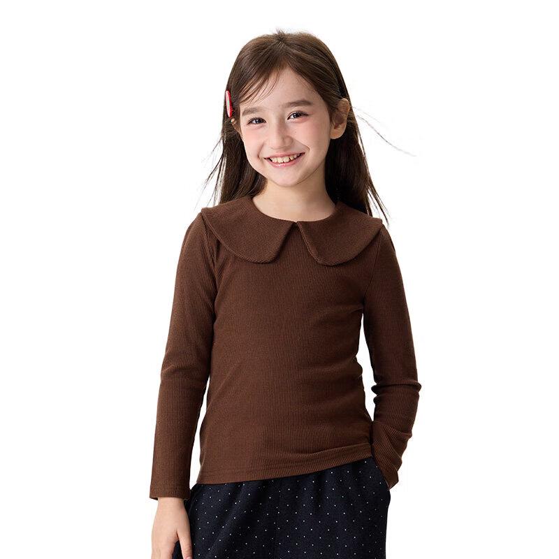 Girls' Sweet Peter Pan Collar Long-Sleeve Base Layer T-Shirt