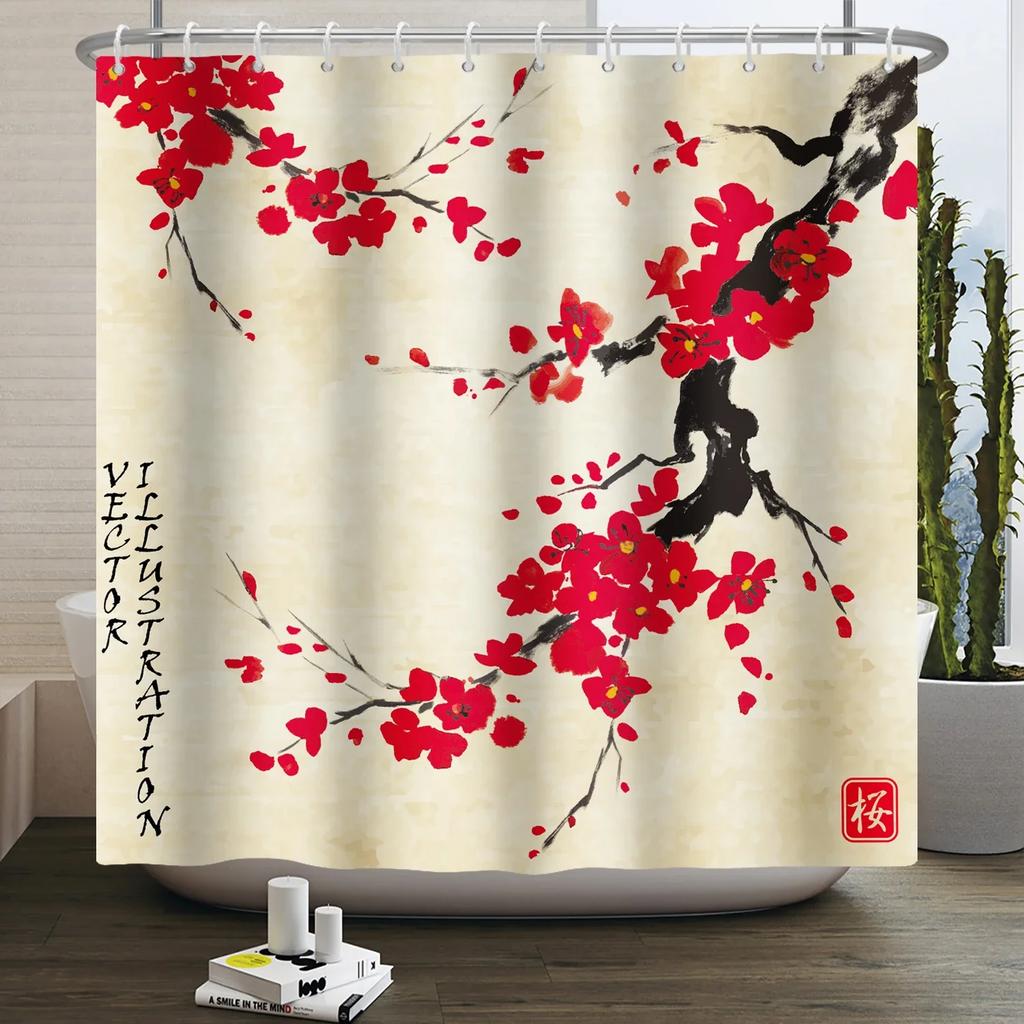Chinese Ink Painting Landscape Shower Curtain Mountain Bamboo Modern Art Home Decor Bathroom Curtains Waterproof Shower Curtains