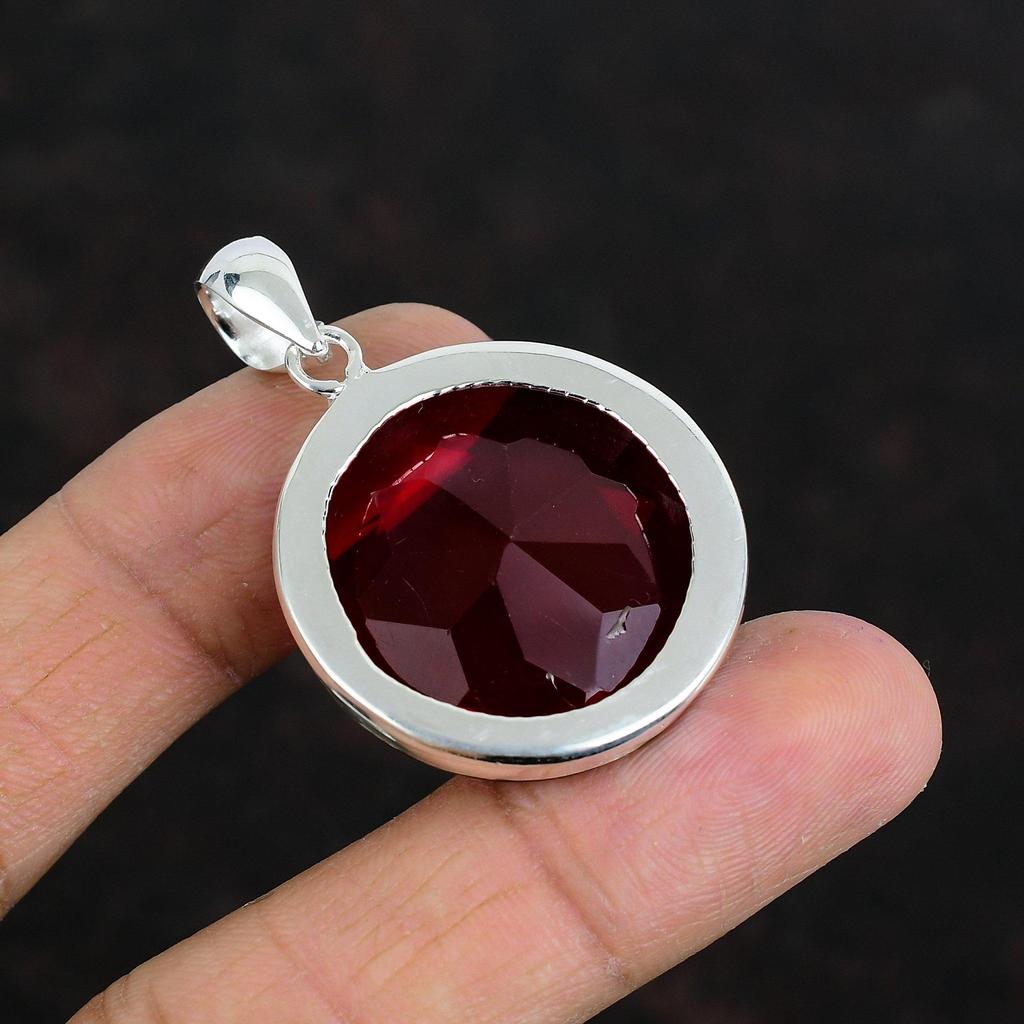 Faceted Mozambique Garnet Pendant Original Gemstone Pendant 925 Sterling Silver Pendant Latest Design Jewelry Handmade Pendant Gifts for Mom