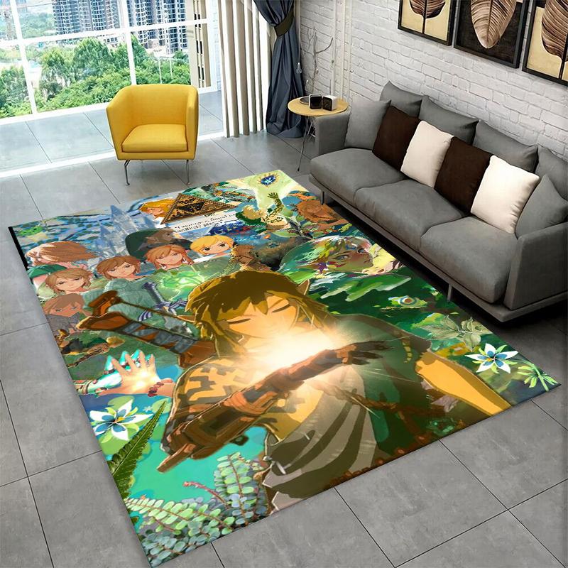Classic Game Z-Zelda Cartoon Link Carpet Rug for Playroom Bedroom Living Room Sofa Home Decor,kid Area Rug Non-slip Floor Mat