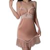 Women's Push Up Padded Low Cut Cami Sleep Dress with Robe Lounge Set