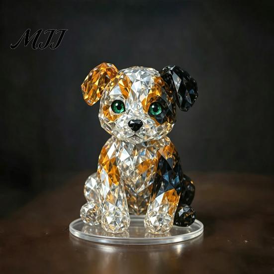 Modern Retro Interior Styling Geometric Faux Crystal Animal Sculpture, Sparkling Acrylic Cat/Owl/Eagle/Dog Statue, Exquisite Sculpture Gifts
